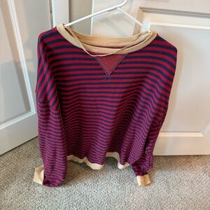 We the Free Classic Striped Red and Blue Women's Sweater